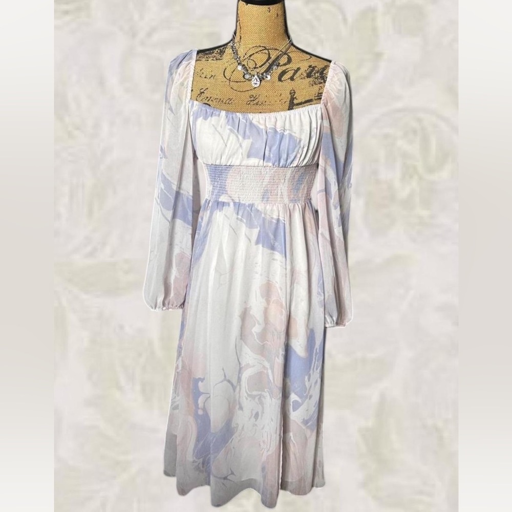 Wilfred Soft Blue and Pink Long Sleeve Dress